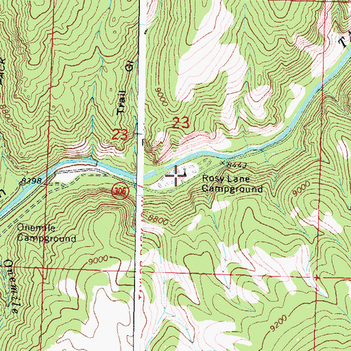Topographic Map of Rosy Lane Campground, CO