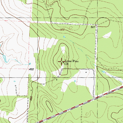 Topographic Map of Lone Pine Church, TX