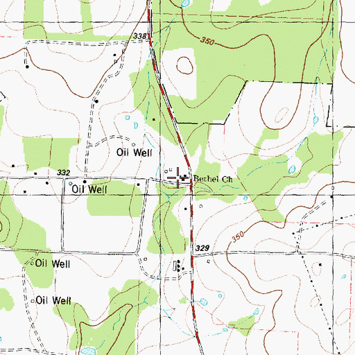 Topographic Map of Bethel Church, TX