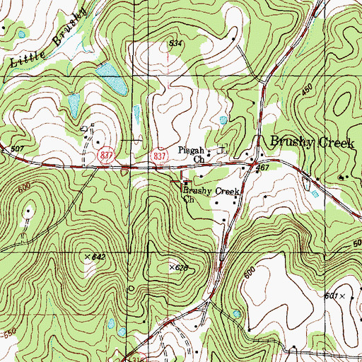 Topographic Map of Brushy Creek Church, TX