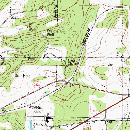 Topographic Map of Earls Chapel, TX