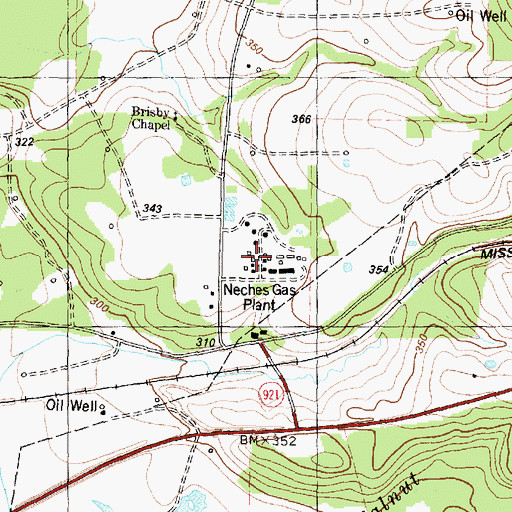 Topographic Map of Neches Gas Plant, TX