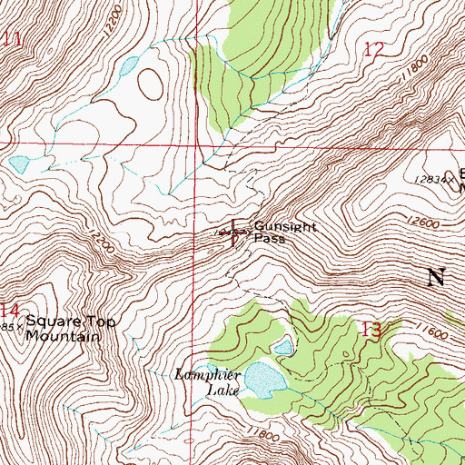 Topographic Map of Gunsight Pass, CO