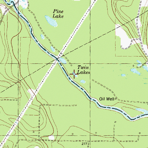 Topographic Map of Twin Lakes, TX