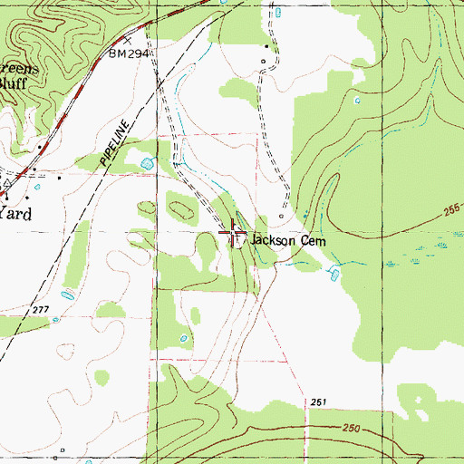 Topographic Map of Jackson Cemetery, TX