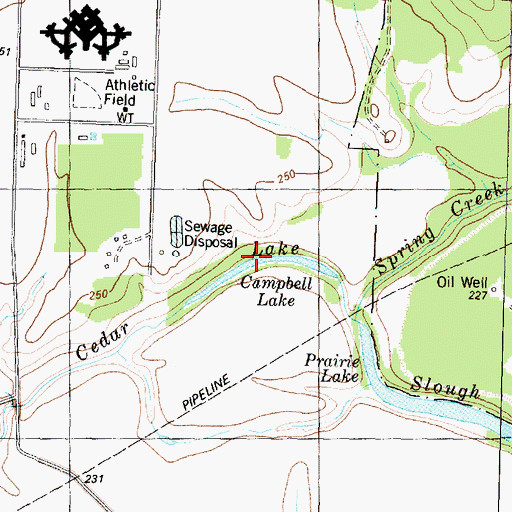 Topographic Map of Campbell Lake, TX