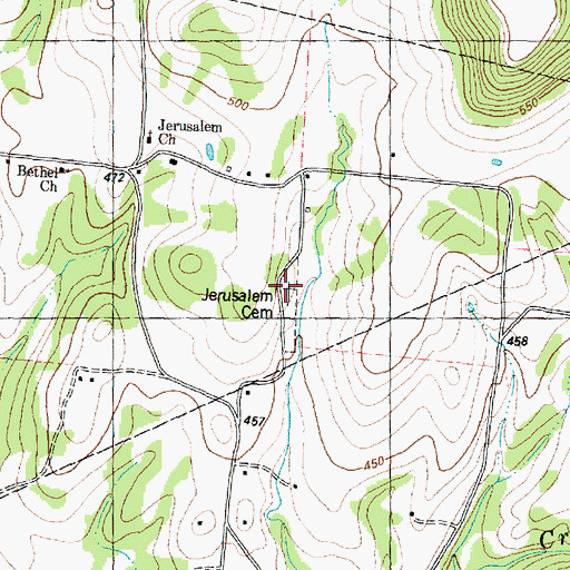 Topographic Map of Jerusalem Cemetery, TX