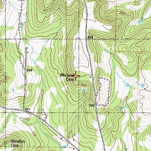 Topographic Map of Mallard Cemetery, TX