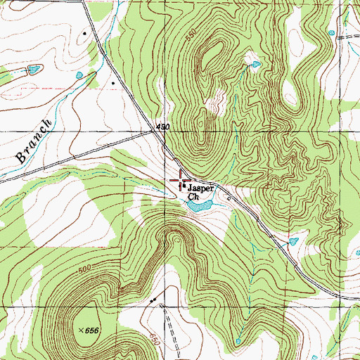Topographic Map of Jasper Church, TX
