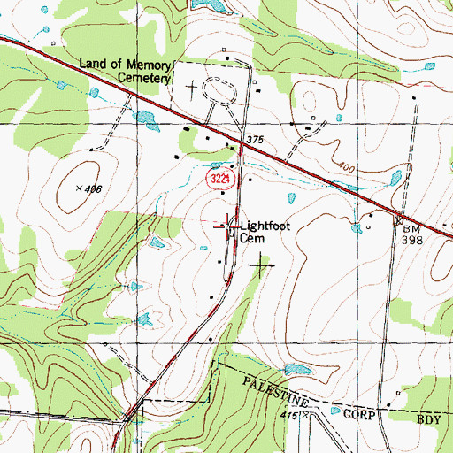 Topographic Map of Lightfoot Cemetery, TX