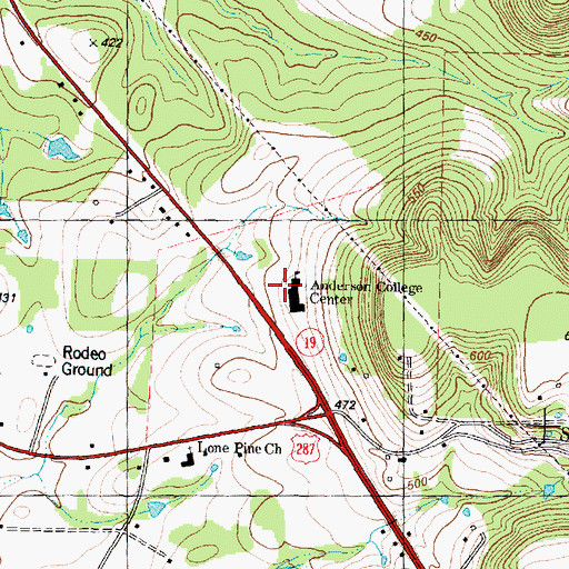 Topographic Map of Anderson College Center, TX