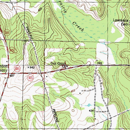 Topographic Map of Oak Grove Church, TX