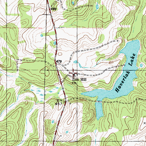 Topographic Map of Zion Hill Church, TX