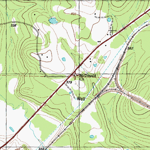 Topographic Map of McDonald Church, TX