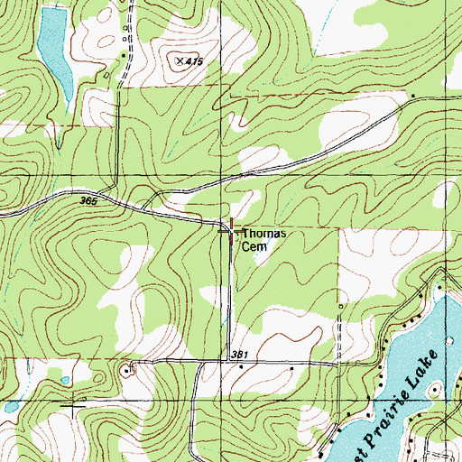 Topographic Map of Thomas Cemetery, TX