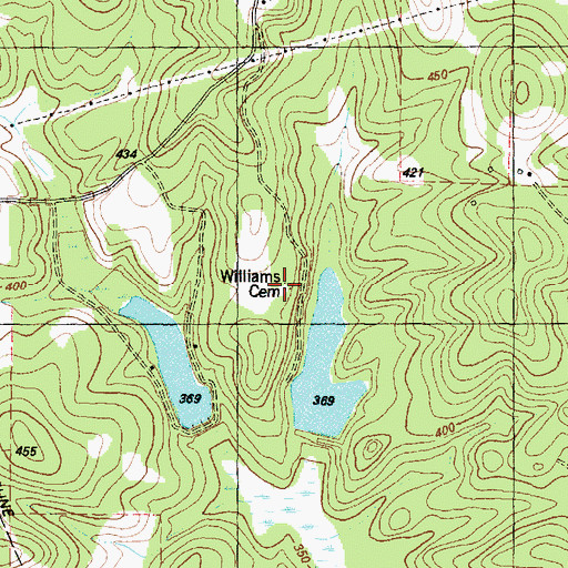 Topographic Map of Williams Cemetery, TX