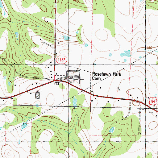 Topographic Map of Roselawn Park Cemetery, TX