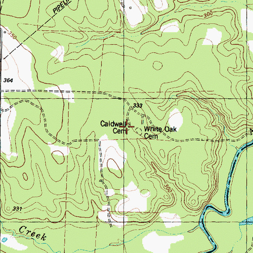 Topographic Map of Caldwell Cemetery, TX