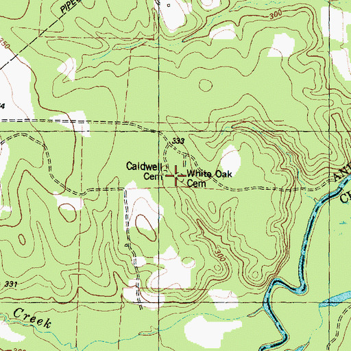 Topographic Map of White Oak Cemetery, TX