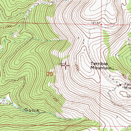 Topographic Map of Terrible Mountain, CO