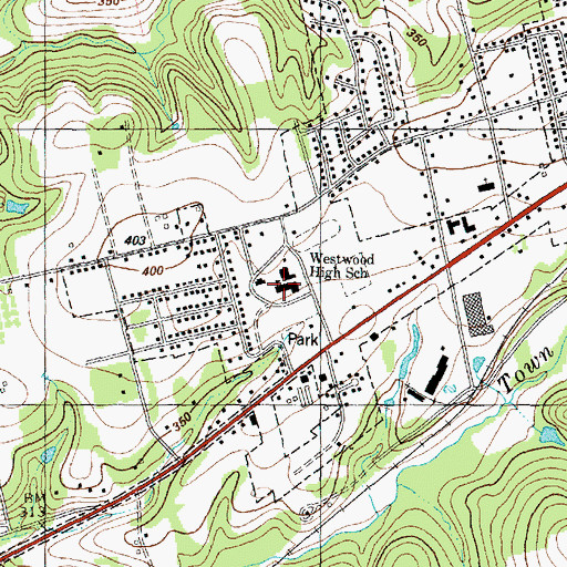 Topographic Map of Westwood High School, TX