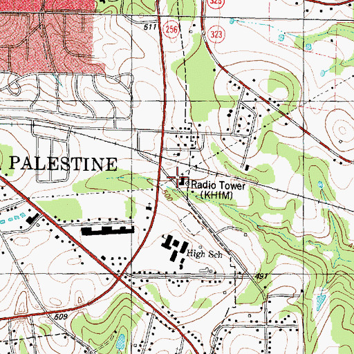 Topographic Map of KHIM Radio Tower (Palestine), TX