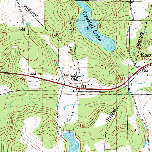 Topographic Map of Antioch Church, TX
