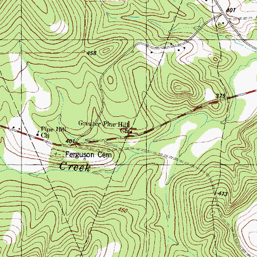 Topographic Map of Great Pine Hill Church, TX