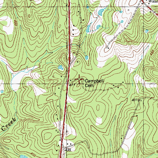 Topographic Map of Campbell Cemetery, TX