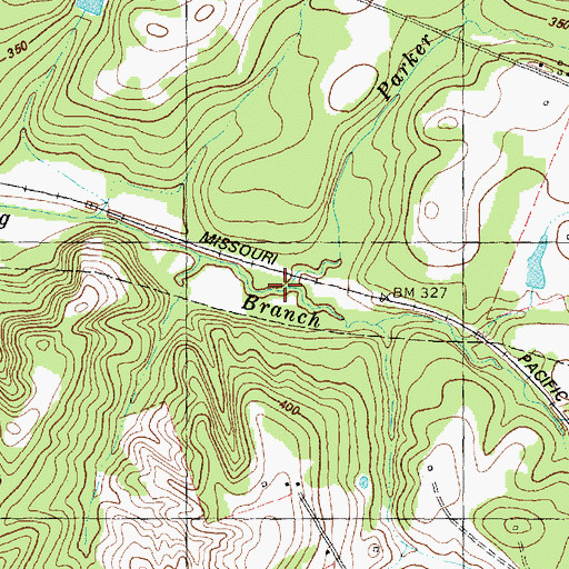 Topographic Map of Parker Branch, TX
