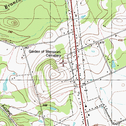 Topographic Map of Garden of Memories Cemetery, TX