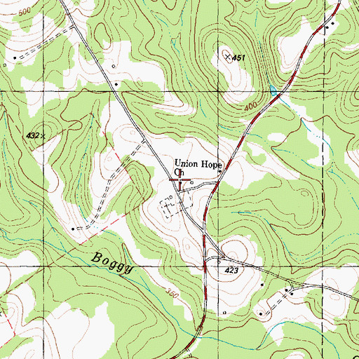Topographic Map of Union Hope Church, TX