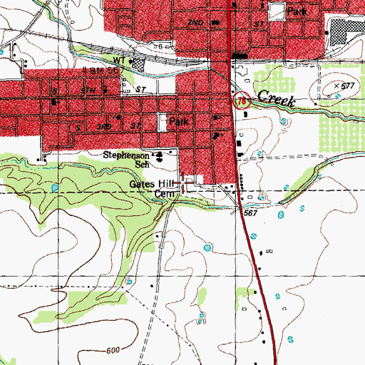 Topographic Map of Gates Hill Cemetery, TX