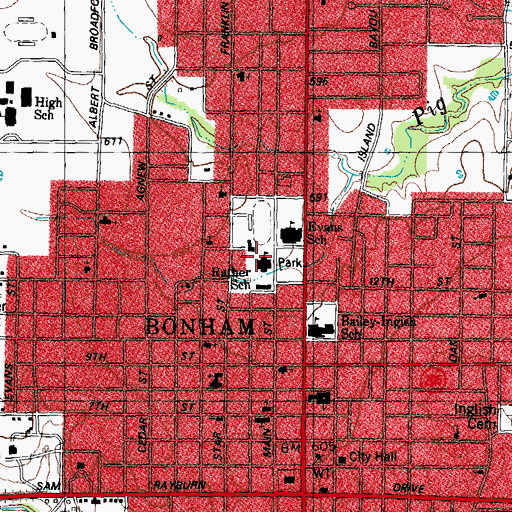 Topographic Map of L H Rather Junior High School, TX