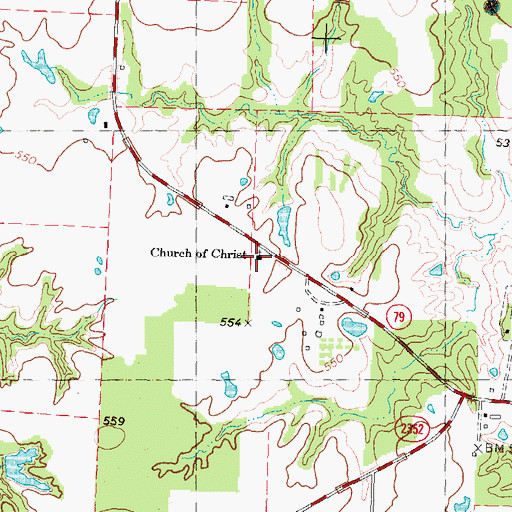 Topographic Map of Church of Christ, TX