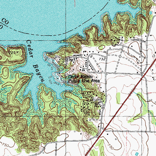 Topographic Map of Cedar Bayou Publice Use Area, TX