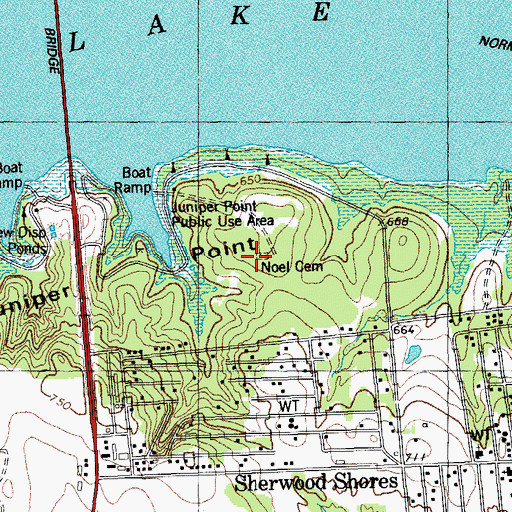 Topographic Map of Noel Cemetery, TX