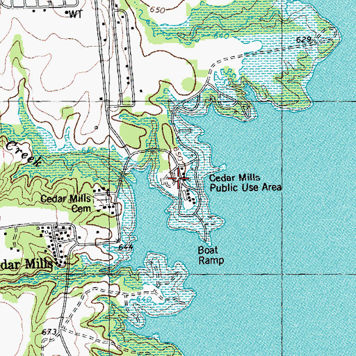 Topographic Map of Cedar Mills Public Use Areas, TX