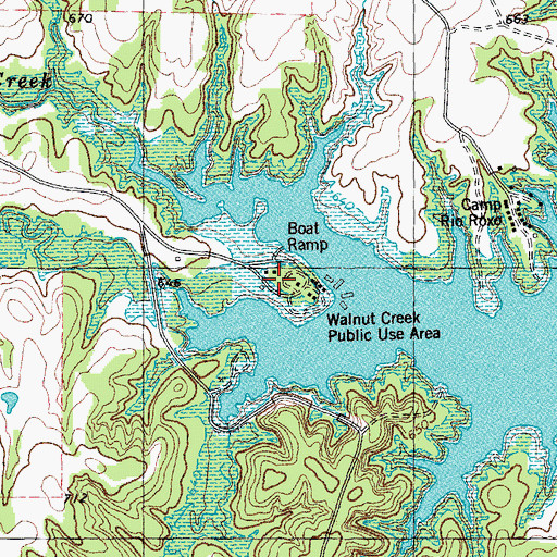Topographic Map of Walnut Creek Public Use Area, TX