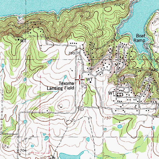 Topographic Map of Texoma Landing Field (historical), TX