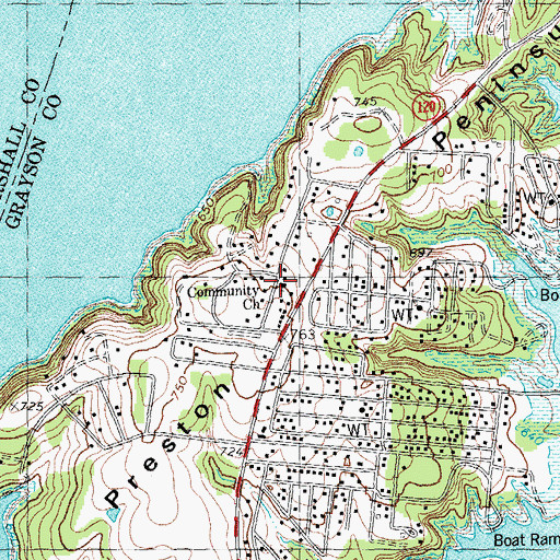 Topographic Map of Community Church, TX