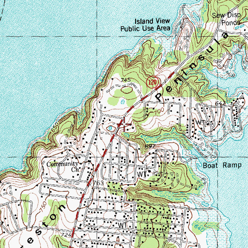 Topographic Map of Preston Peninsula, TX