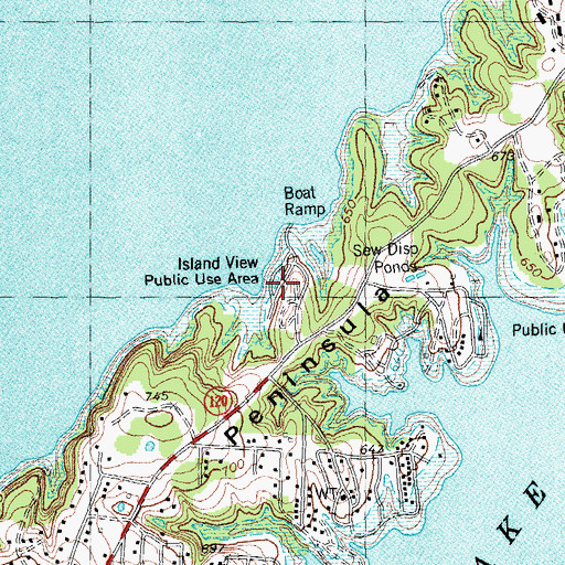 Topographic Map of Island View Public Use Area, TX