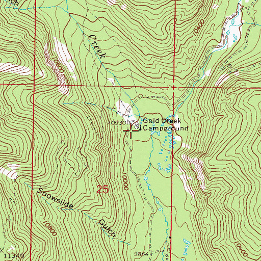 Topographic Map of Gold Creek Campground, CO
