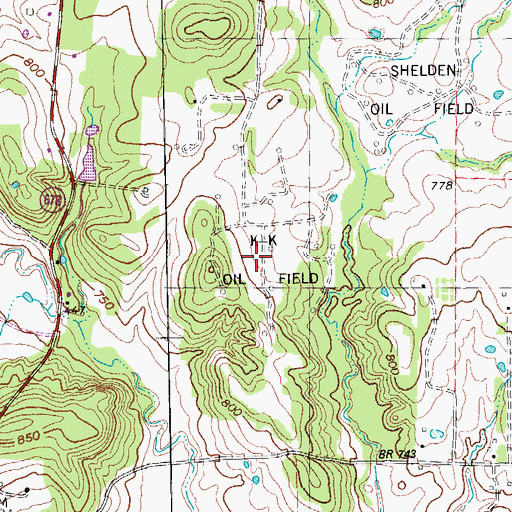 Topographic Map of K-K Oil Field, TX