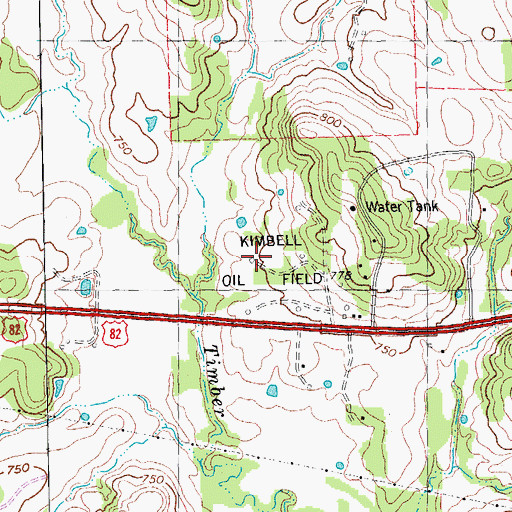 Topographic Map of Kimbell Oil Field, TX