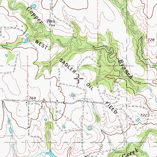 Topographic Map of West Sadler Oil Field, TX
