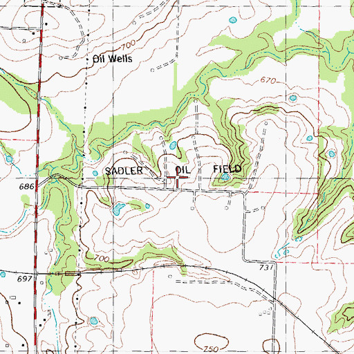 Topographic Map of Saddler Oil Field, TX