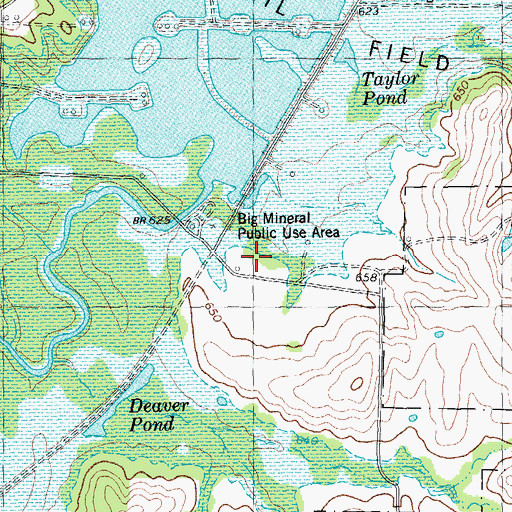 Topographic Map of Big Mineral Public Use Area, TX