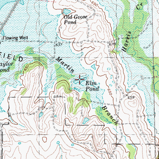 Topographic Map of Elm Pond, TX
